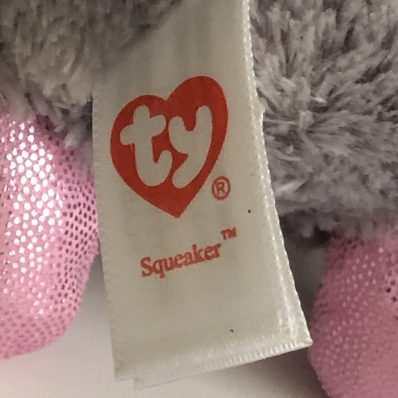 TY Beanie Boos Squeaker The Mouse Gray & Pink Plush 6" Stuffed Animal Toy - Picture 4 of 5